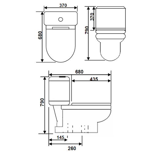 Baron V-800 Close coupled Toilet Specification