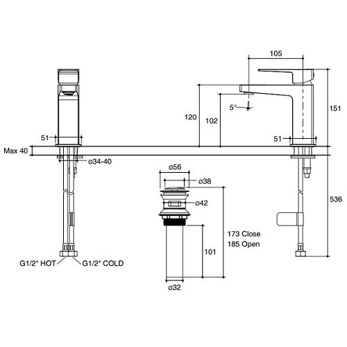 Kohler Honesty Lavatory Faucet K-24747X-4-CP Specification DRW