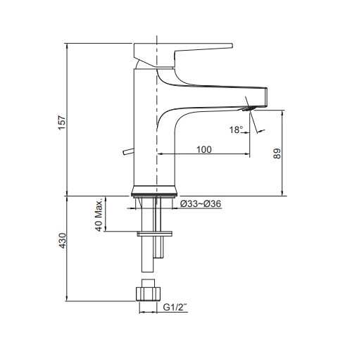 Kohler Taut Basin Mixer K-74013T-4E2-CP Specification DRW(1)