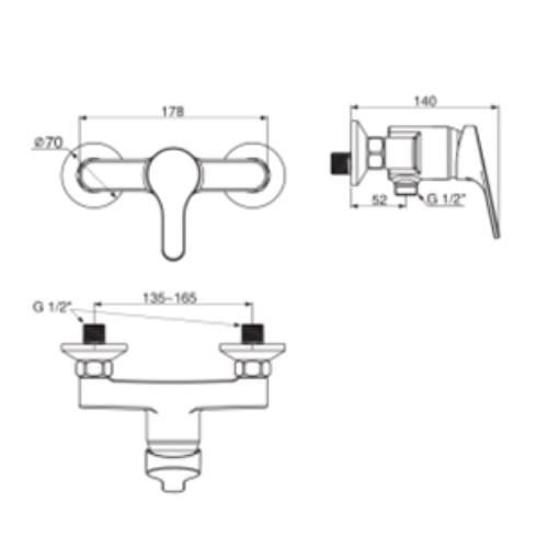 American Standard Concept D shape FFAS1412-701501BF0 shower mixer