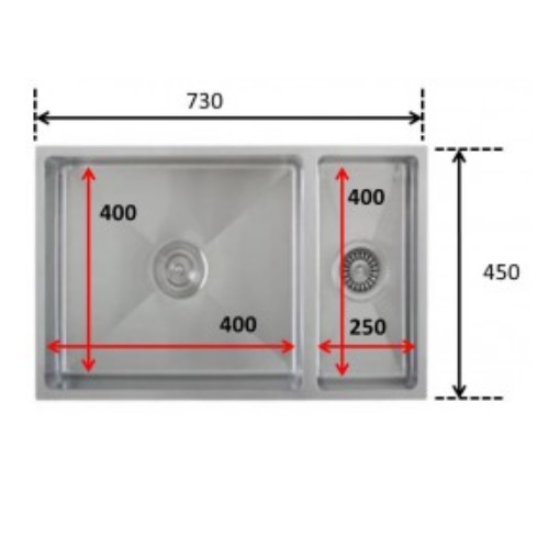 Monic-SQM-730 Double Bowl Kitchen sink Dimensions