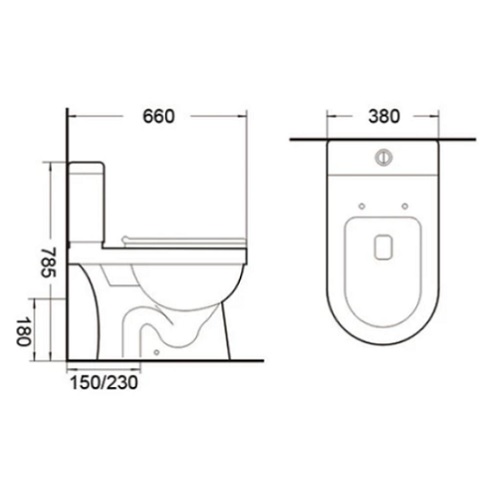 Tiara WC-268 Two Piece Toilet Bowl Specification DRW