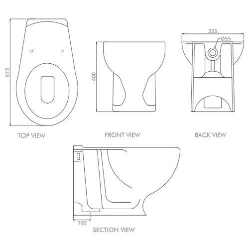 Saniton Canna-ST2155 Back-To-Wall Toilet DRW