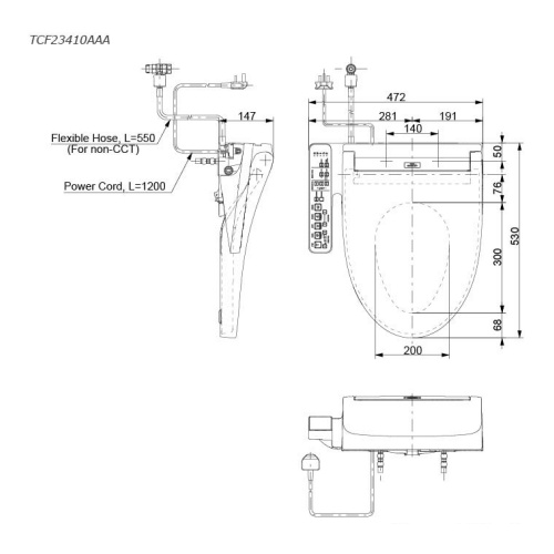TOTO C889 One Piece Rimless Toilet Bundle Washlet TCF23410A